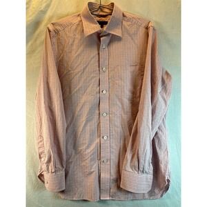 Martin & Osa Shirt Mens Large Pink Plaid Long Sleeve Checkered Button Up